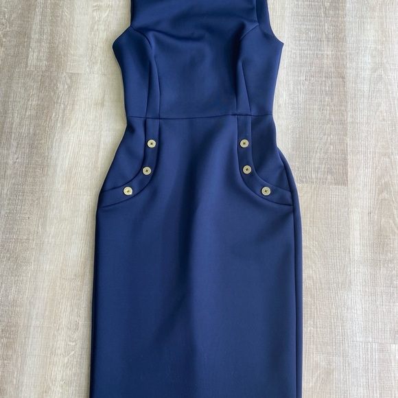 Calvin Klein Navy Blue Stretch Sheath Dress – Size 2 - Picture 5 of 9
